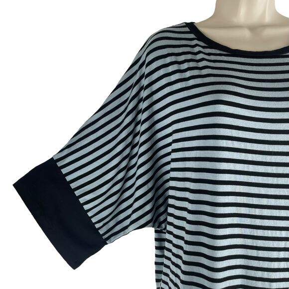 Comfy USA Batwing Striped Mini Jersey Dress Blue Black Super Soft Size S - Picture 4 of 7